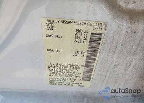 2020 Nissan Altima Sr Fwd from USA, damaged, VIN 1N4BL4CV0LC133493